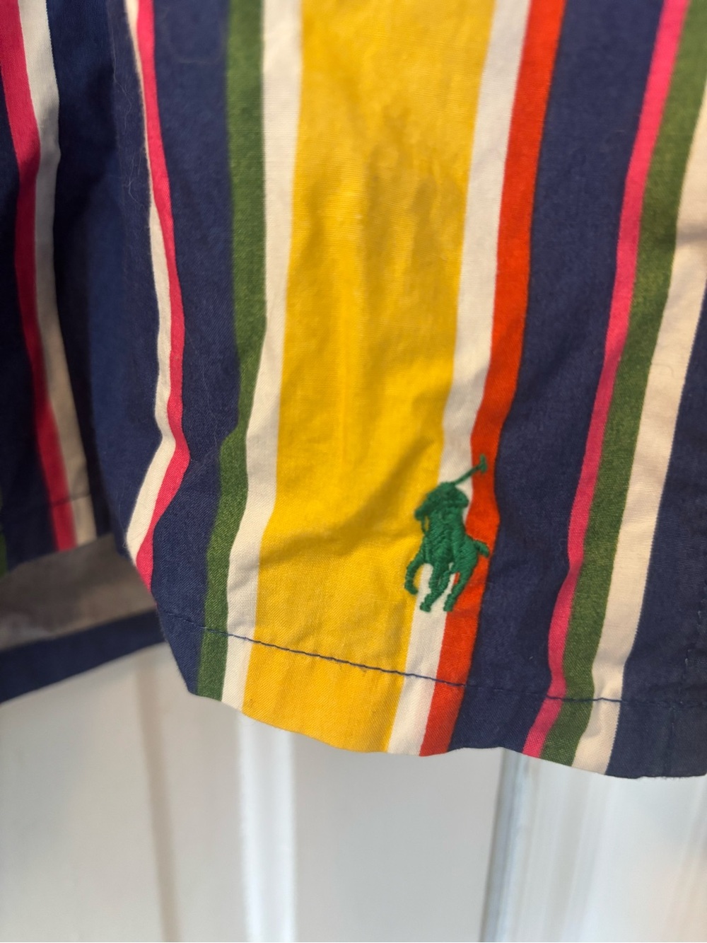 Vintage Polo Sport Ralph Lauren Multi Striped Swim Shorts Green Pony Logo 90s - Picture 4 of 7